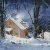 Vintage Snowy Home Diamond Paintings