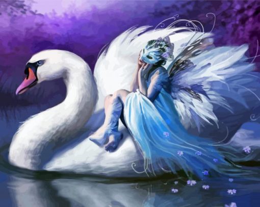 Woman And Swan Diamond Paintings