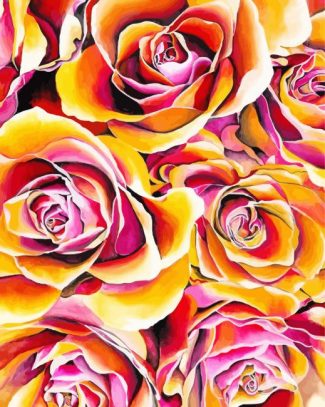Yellow And Pink Roses Diamond Paintings