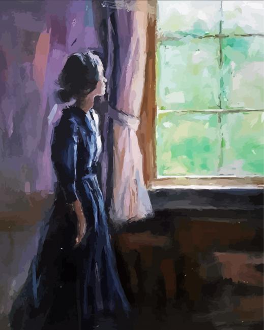 Woman In Window Diamond Paintings