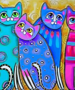 Abstract Colorful Cats Diamond Paintings