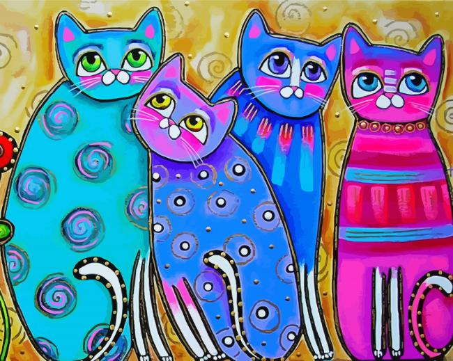 Abstract Colorful Cats - Diamond Paintings 