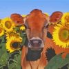Cow With Sunflower Diamond Paintings