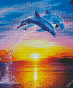 Dolphins At Sunset Diamond Paintings