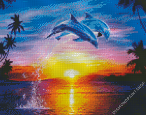 Dolphins At Sunset Diamond Paintings