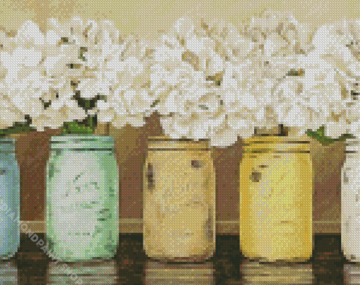 Hydrangeas In Jar Diamond Paintings