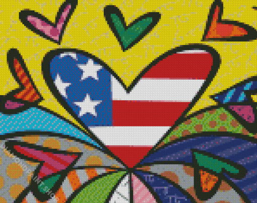 Abstract Britto Heart Diamond Paintings