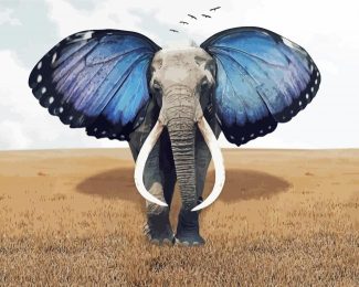 Elephant With Butterfly Wings Diamond Paintings