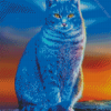 Adorable Blue Kitty Diamond Paintings
