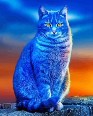 Adorable Blue Kitty Diamond Paintings