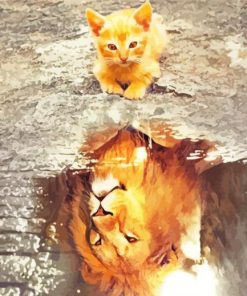 Cat Water Reflection Diamond By Paintings