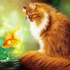 Cat With Goldfish Diamond Paintings