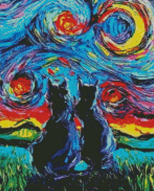Cats Van Gogh Painting Diamond Paintings