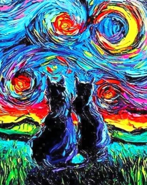 Cats Van Gogh Painting Diamond Paintings