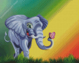 Elephant And Butterfly Diamond Paintings