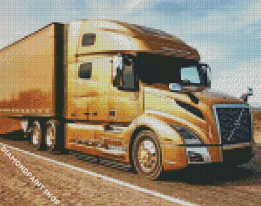 Golden Semi Truck Diamond Paintings