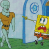 Squidward And Sponge Bob Diamond Paintings