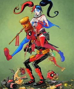 Harley Queen And Deadpool Diamond Paintings