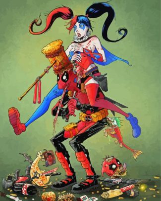 Harley Queen And Deadpool Diamond Paintings