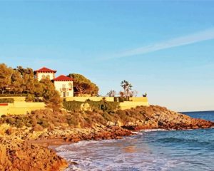Fancy House On A Cliff Diamond Paintings