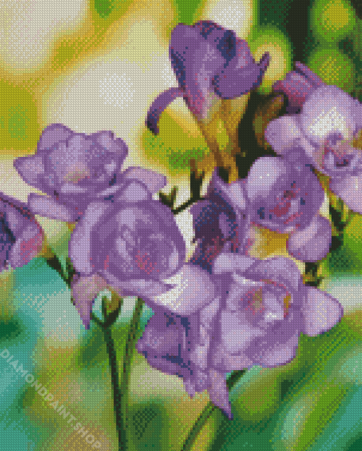 Purple Freesia Flowers Diamond Paintings