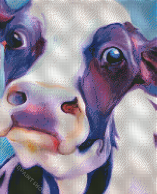 Purle Cow Close Up Diamond Paintings