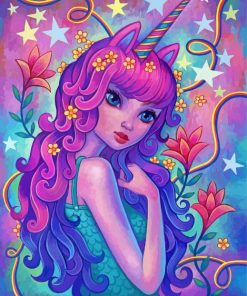 Purple Unicorn Girls Art Diamond Paintings