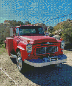 Red Truck In Desert Diamond Paintings