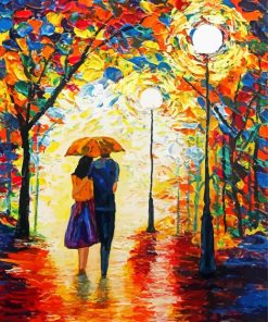 Romantic Couple In Rain Diamond Paintings