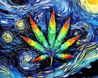 Starry Night Marijuana Diamond Paintings