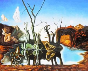 Swans And Elephants Diamond By Paintings