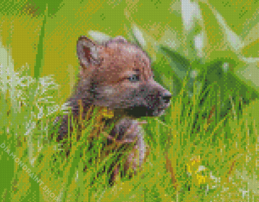 Adorable Wolf Cub Diamond Paintings