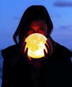 Woman Holding Moon Diamond Paintings