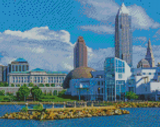 Aesthetic Downtown Cleveland Buildings Diamond Paintings