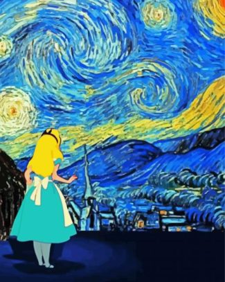 Starry Night Print by Van Gogh, Shimmering Diamond Painting Wall Art