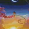 Anime Girl With Moon Diamond Paintings