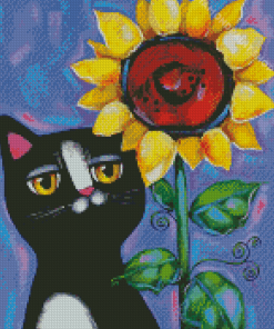 Cat And Sunflower Diamond Paintings