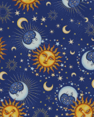 Celestial Sun And Moon Art Diamond Painting