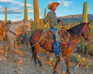Cowboy In Arizona Diamond Paintings