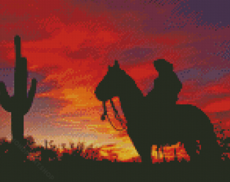 Cowboy In Arizona Silhouette Diamond Paintings