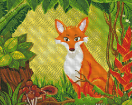 Cute Animated Red Fox Diamond Paintings