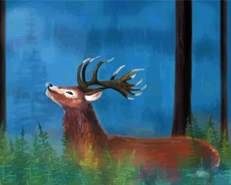 Deer In Rain Art Diamond Paintings