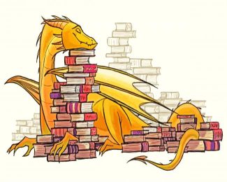 Dragon With Books Diamond Paintings