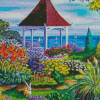 Gazebo By The Sea And Flowers Diamond Paintings