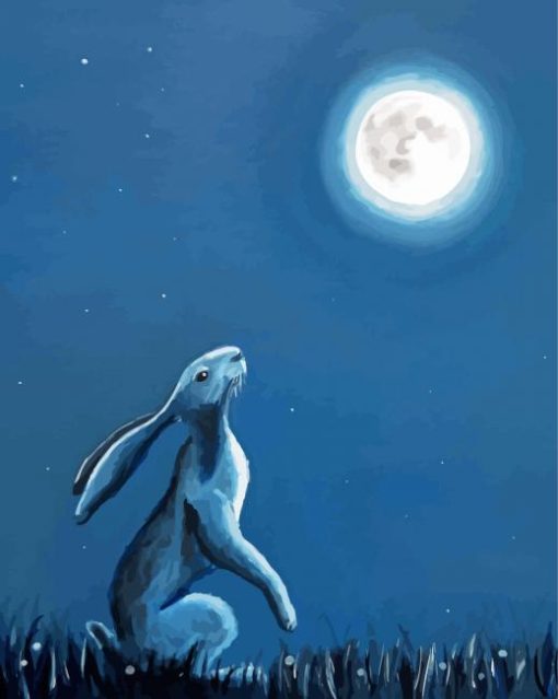 Hare And Moon Art Diamond Paintings