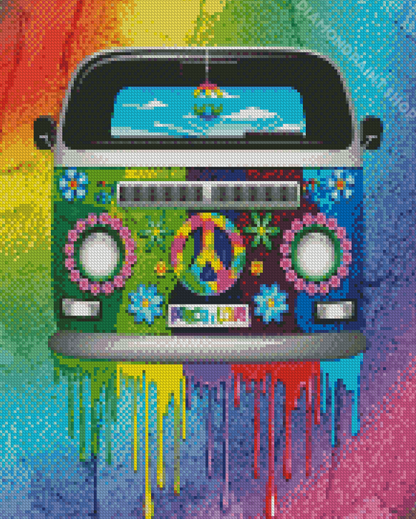 Animal Hippie Bus, Abstract Diamond Painting - Full Round/Square Diamo– Diamond  Paintings Store
