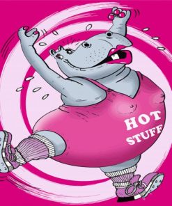 Hot Pink Hippo Girl In Gym Diamond Paintings