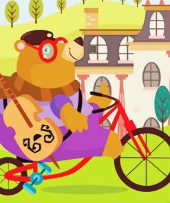 Bear On Bike Diamond Paintings