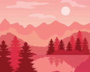 Pink Landscape Diamond Paintings