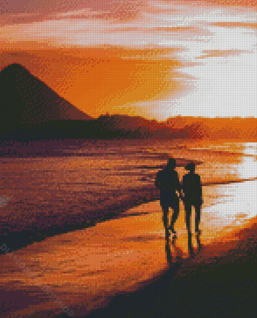 Romantic Beach Walk Diamond Paintings